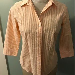 Vintage LL Bean Orange Stripe Cotton Shirt XS